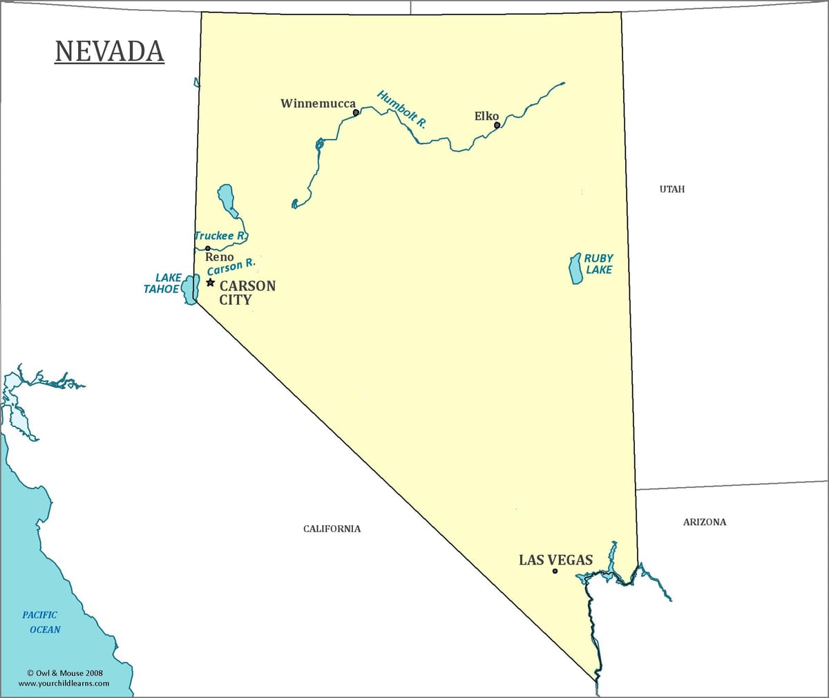 la carte de Las Vegas, Nevada