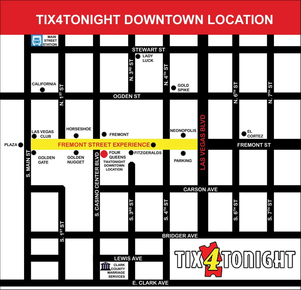 la carte de Las Vegas Fremont street