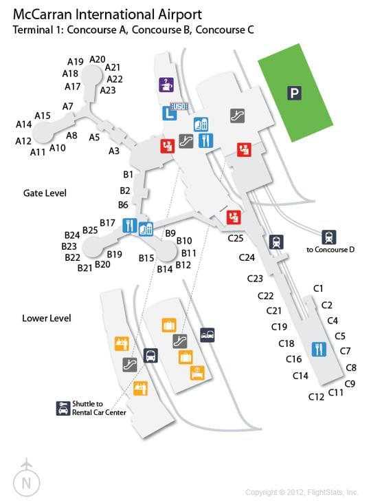 carte de l'aéroport de Las Vegas