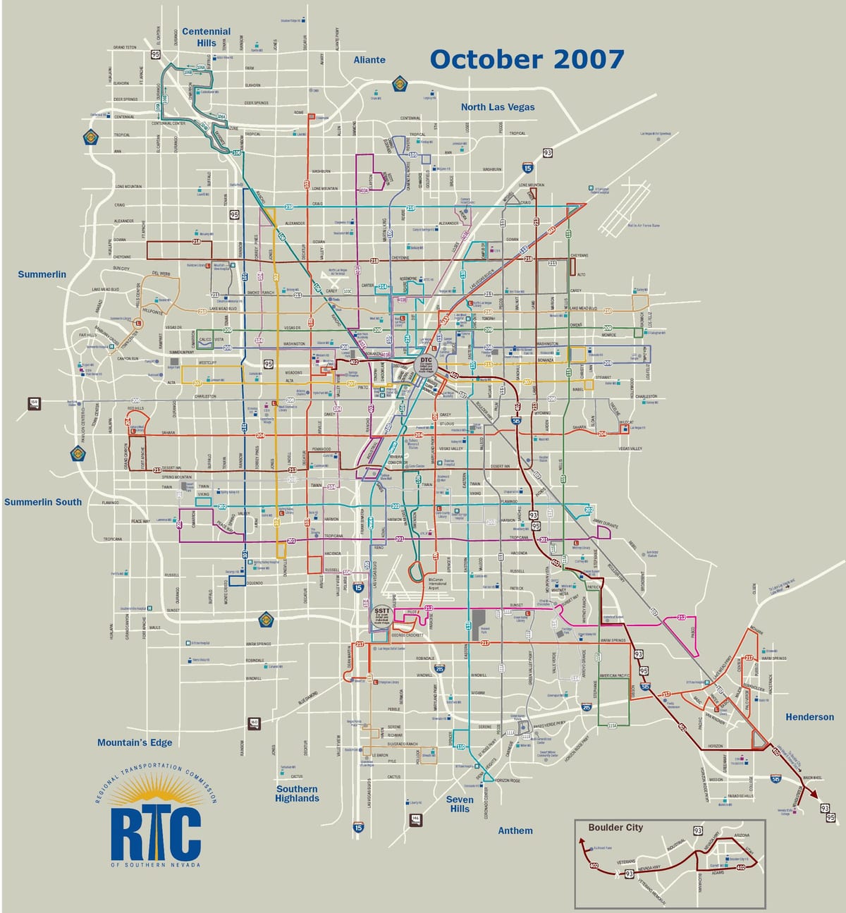 Las Vegas bus de la carte de l'itinéraire