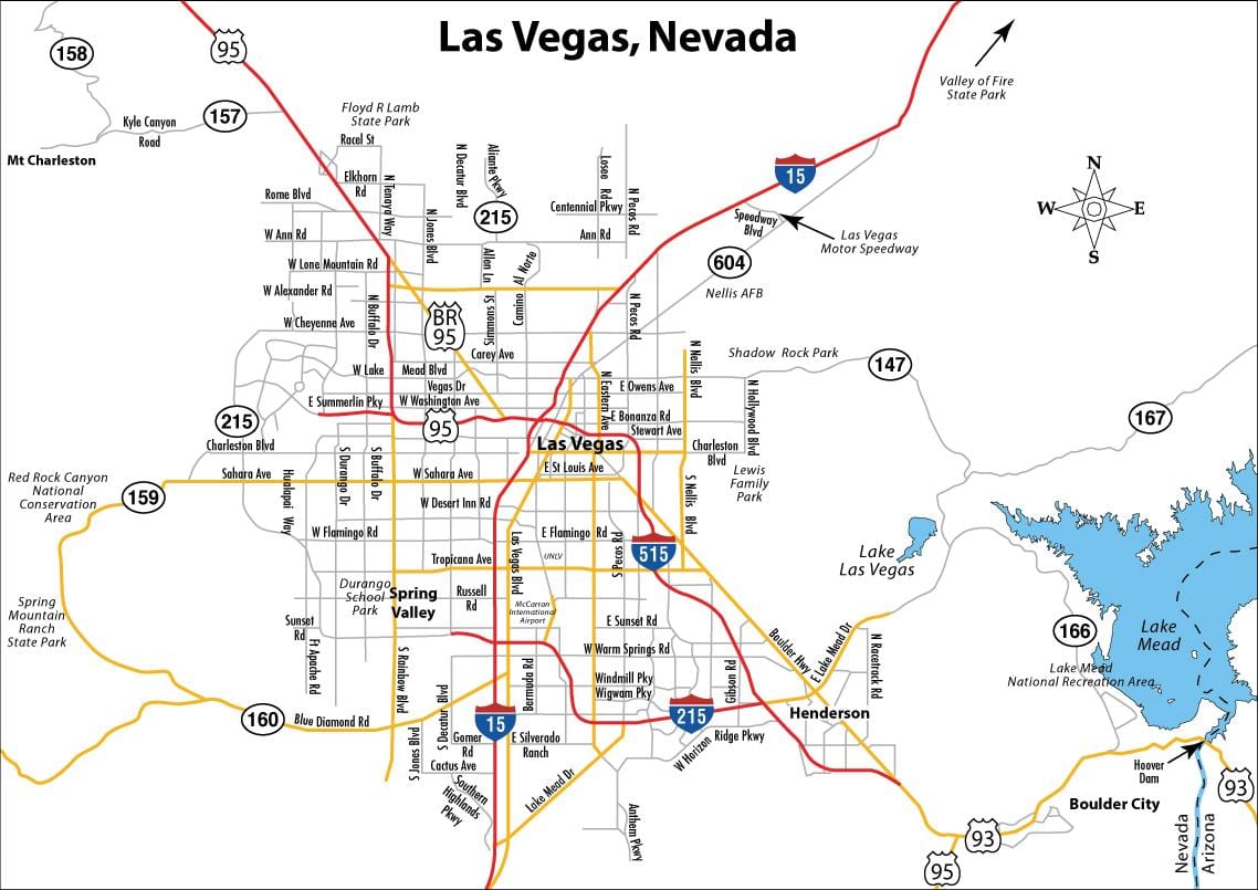 carte de rue de Las Vegas