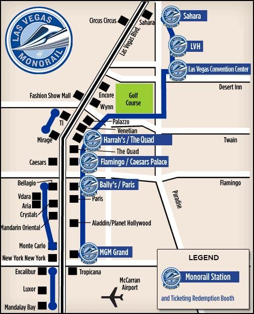 la carte de Las Vegas tram