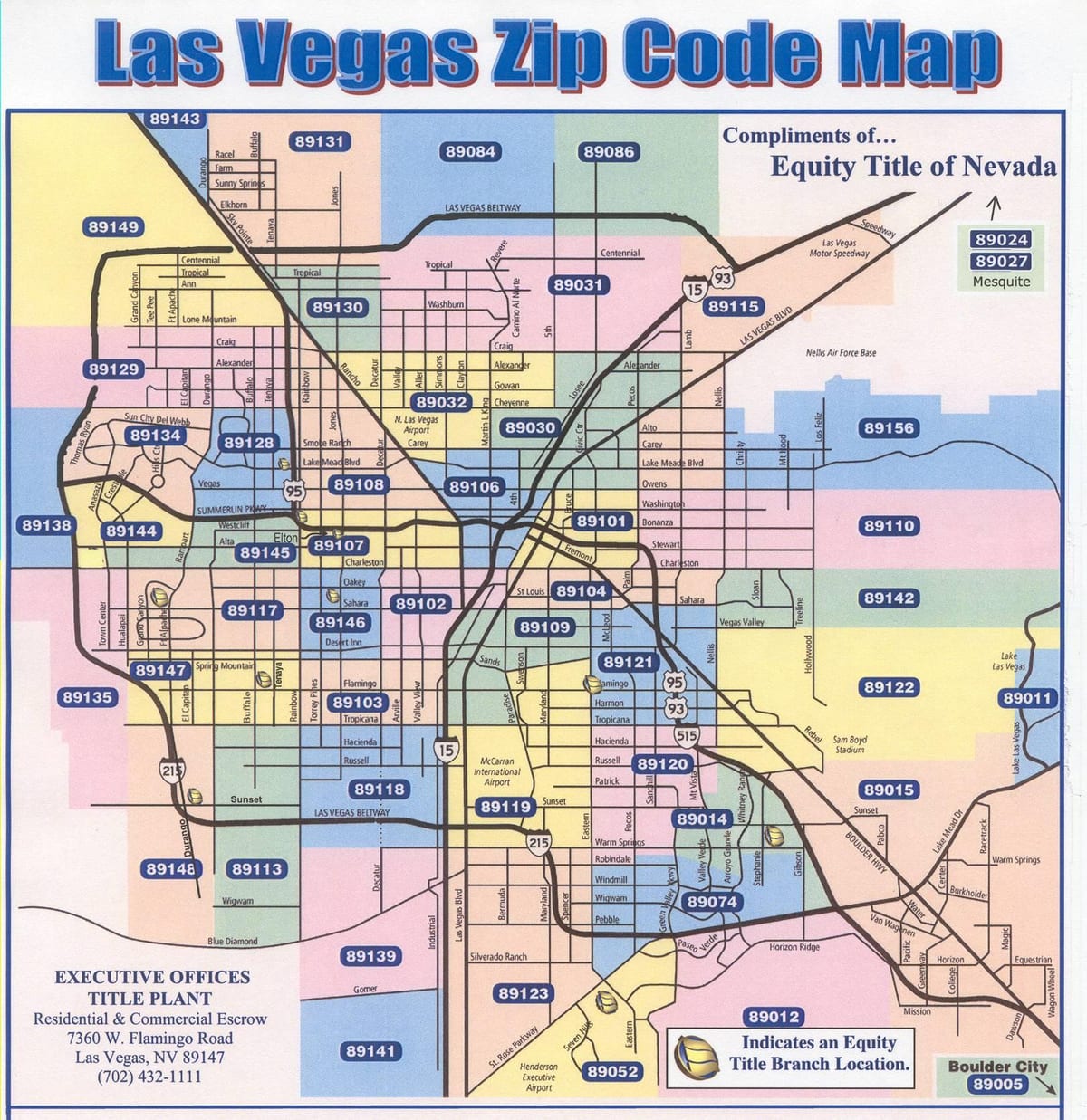 le code postal de la carte de Las Vegas