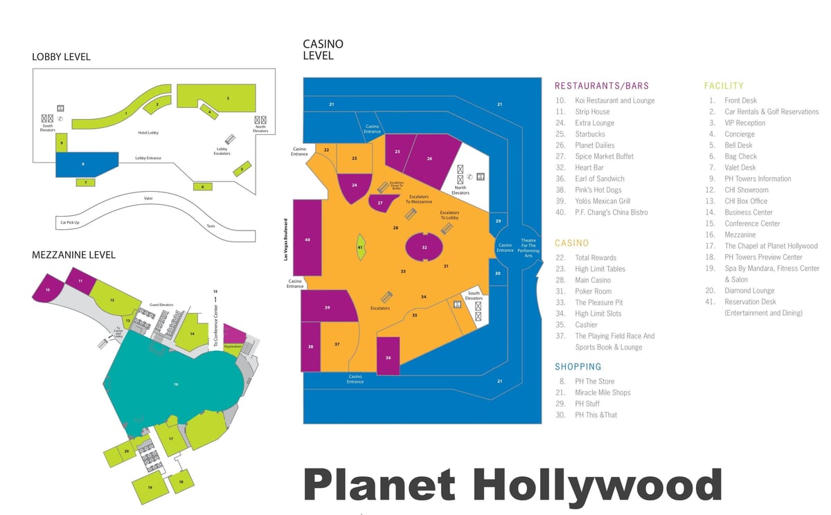 Las Vegas strip map Planet Hollywood
