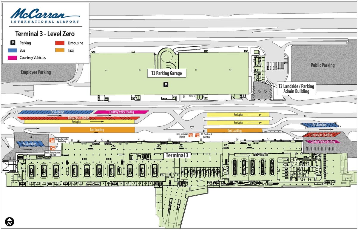 L'aéroport de Las Vegas map terminal 3